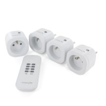 Set De 4 Mini Prises On/off + Télécommande - 2300w - Blanc - Chacon - Tecnomat
