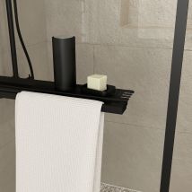 Paroi De Douche Noir Mat 90x200cm - Porte-serviette Et Étagère - Dark Contouring Shelf - Bricoman