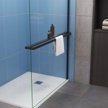 Étagère De Douche Pour Paroi De Douche À L'Italienne 140cm, En Aluminium Noir Mat, En Kit Complet - Bricoman
