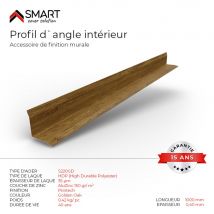 Profil D`angle Intérieur Tôle Bac Acier - Toiture - Couverture - Plaque H12 Coloris Golden Oak Printech L=1m - Bricoman