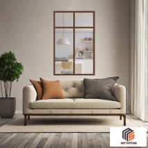 Verriere 2 Sections Avec Imposte - L X H : 69 X 110 Cm - Laqué Effet Rouille Granité - Vitrages Inclus - Bricoman
