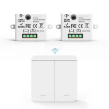 Interrupteur Mural Sans Fil Bouton Double Avec 2 Récepteurs 220v 10a - Silamp - Bricoman