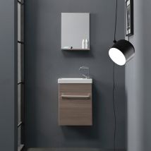 Petit Meuble De Salle De Bains Pour Espaces Reduits Finition Chene Fume | Smart - Bricoman