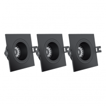 Xanlite - Lot 3 Spots Gu10 50w 2700k Carré Orientable Noir Ip20 - Pack3sp50can - Bricoman