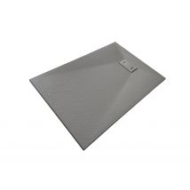 Nala-receveur De Douche Smc En Fibre De Verre Effet Pierre Avec Bonde Inclus H. 2,6 Cm 80 X 100 Gris - Bricoman