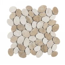 Lot De 11 Plaques De Galets Lisses - Moca Et Beige - 30x30 Cm (paquet 1m²) - Tecnomat