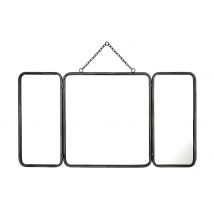 Miroir De Barbier Vintage En Métal - L. 112 X H. 60 Cm - Gris Métallisé - Cerrone - Bricoman