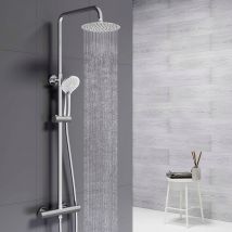 Aica Colonne De Douche Thermostatique Avec Pommeau De Douche Rond Chromé 20x20 Cm Pour Salle De Bain - Bricoman