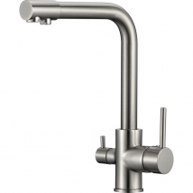 Valaz Robinet De Cuisine Rond À Osmose Inverse À 3 Voies En Acier Brossé De La Série Nile - Bricoman