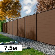 Kit Clôture Bois Composite Bronze 7,5x1,8m Rio - Poteaux En Aluminium Noir - Brise Vue - Palissade - Bricoman