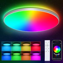 Lampe De Plafond Led 24w, 16 Millions De Couleurs Rgb, Réglable, Contrôle Via App, Télécommande, Pour Chambre, Salon, Cuisine, Ø30cm - Tecnomat