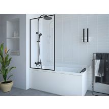 Pare Baignoire Noir Mat Style Industriel - 70 X 140 Cm - Verre Trempé - Bradenton - Bricoman