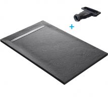 Receveur De Douche Caniveau En Pierre Naturelle 120 X 90 Cm - Roche De Mer + Natte Étanche + Siphon Ultra Plat - Bricoman