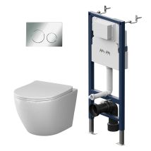 Pack Wc Suspendu Bâti Mural Et Cuvette Plaque Round Chrome Pack Wc Bati-support Am.pm X-joy S - Tecnomat