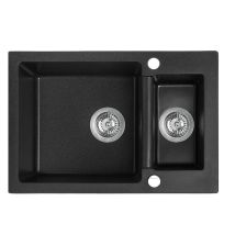 Evier De Cuisine En Granit Noir - Celia - 44 X 65 Cm, 1.5 Bac - Bricoman