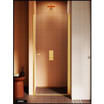 Porte De Douche Battante Simple - 90 X 195 Cm | Golya - Laiton Brossé - Tecnomat