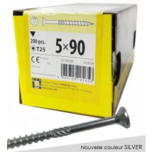 Boite De 200 Vis À Tête Fraisée 5 X 90, Empreinte Torx, Nouvelle Finition Silver - Tecnomat