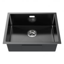 Evier Cuisine- Evier Cuisine 1 Bac Inox,55*44*19cm-evier Solide & Facile À Nettoyer Pour Installation À Encastrer,à Fleur Ou Sous-plan,noir - Bricoman