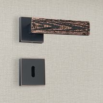 Poignée De Porte Design À Clé Finition Aspect Cuivre Patiné Noir Flora - Katchmee - Bricoman