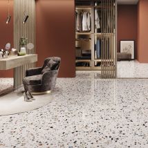 Carrelage Sol Et Mur Effet Terrazzo Poli Gemme Blanc 60x120 Cm - Réflex Boutique - Bricoman