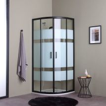 Paroi De Douche D'Angle 90x90 Profils Verre Sérigraphié Noir Mat | City - Bricoman