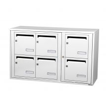 Bloc Collectif Leabox.com, 3x2, Grade 3, Simple Face, Intérieur, Fixation Murale, Blanc Neige Ral 9016 Finition Brillante - Bricoman