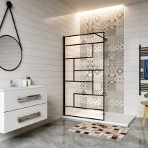 Aica Paroi De Douche 70x200cm Paroi De Douche À L'Italienne En 8mm Verre Anticalcaire Style Moderne Avec Barre De Fixation Noire 90cm Recoupable - 