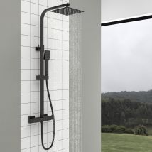 Aica Colonne De Douche Thermostatique Ensemble De Douche Avec Douche De Tête Supérieur Ultra-mince Noir - Bricoman