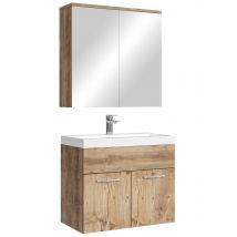 Meuble De Salle De Bain Montreal 01 60 Cm – Chêne Châtaignier – Meuble Avec Miroir Armoire - Bricoman