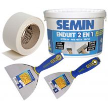 Pack Semin Comprenant 1 Bande À Joint Papier, 23 M, 1 Enduit 2 En 1 Multifonctions - Seau De 7 Kg Et 2 Couteaux À Enduire 10 & 15 Cm - Tecnomat