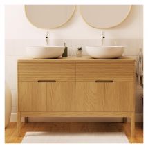 Ensemble Meuble Double-vasque 120 Cm Chêne Naturel + 2 Vasques Alaska - Bricoman