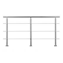 Garde-corps 200cm Avec Main Courante, En Acier Inoxydable 201, Pour Intérieur Et Extérieur, Garde-corps Avec 3 Traverses - Bricoman