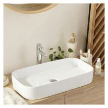 Vasque À Poser Rectangle En Céramique Blanche 75x39cm - Bricoman