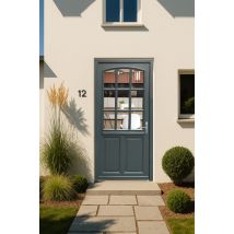 Porte D'Entrée Bois Vitrée Alexa Gris Anthr., H215 X L90 Cm Côte Tableau P.gauche Gd Menuiseries - Bricoman