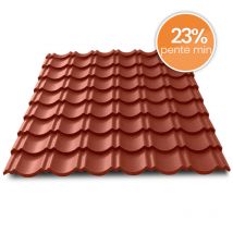 Tôle Imitation Tuile Emboîtable - Bacacier Tuile R Originale | 1180 X 934mm - 1.00 M² Brun Mat - Bricoman