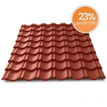 Tôle Imitation Tuile Emboîtable - Bacacier Tuile R Originale | 1180 X 934 Mm - 1.00 M² Brun Mat - Bricoman