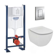 Grohe Pack Wc Ideal Standard Tesi Aquablade Sans Bride + Rapid Sl Autoportant Nf + Plaque Skate Cosmo Chrome (projecttesi-1) - Bricoman