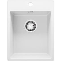 Evier Cuisine En Granit Blanc 38x50cm, Lavabo 1 Bac + Kit De Vidage, Évier À Encastrer Au Meuble 40cm - Riga Primagran - Bricoman