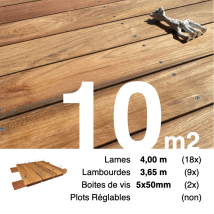 Kit Terrasse Bois Exotique Jatoba Pour 10 M² • Lames 4 M, Lambourdes 3,35 M Et Visserie Inox • Livraison Gratuite - Bricoman