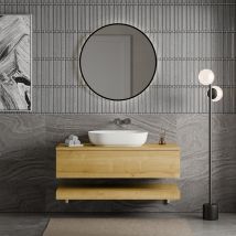 Bernstein - Ensemble 2 Meubles Suspendus Chêne Miel: Meuble Sous-vasque 120cm + Meuble Bas 120cm - Juvia Compact - Bricoman