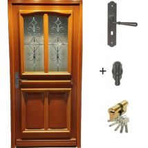 Porte D'Entrée Bois Vitrée Vauban, H.200 X L.90 P.droit, Poignée, Barillet Cotes Tableau Gd Menuiseries - Bricoman