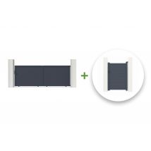 Portail Coulissant 4m Eiger H.140cm + Portillon 1m Eiger H.140cm Aluminium Gris - Bricoman