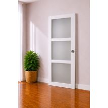 Porte Coulissante Kenya Blanc Vitrée H204 X L73 Cm, Coquilles Gd Menuiseries - Tecnomat