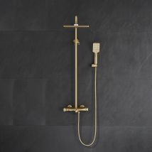 Colonne De Douche Et Bain Thermostatique - Doré Brossé - Bricoman