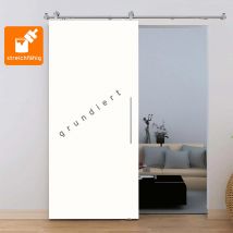 Schulte Porte Coulissante En Bois, 90x206cm, Porte Intérieure Pleine, À Peindre Soi-même, Bois Blanc- Rail Apparent, Poignée Barre, Softclose - 