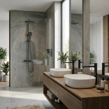 Ensemble 2 Mitigeurs Lavabo Réhaussés + Colonne De Douche - Couleur Noir Mat - Tecnomat