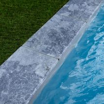Kit Complet - Margelles Pour Piscine 8x4m En Pierre Adana Gris Bleu (avec Colle, Joint, Hydrofuge ...) - Ro'ma Nature - Bricoman