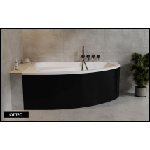 Baignoire Asymétrique Avec Tablier Noir - 140 X 90 Cm - Arela - Gauche - Avec Repose Tête Offert - Bricoman