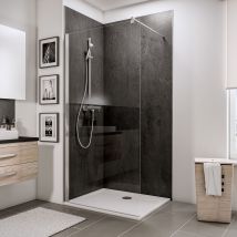 Schulte Paroi De Douche À L'Italienne, 100x190 Cm, Paroi De Douche Fixe, Anticalcaire, Verre 5 Mm, Transparent, Profilé Aspect Chromé, Newstyle -