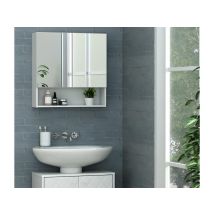Armoire Murale De Salle De Bain Avec Miroir Et Niche - Blanc - Zumpa - Bricoman